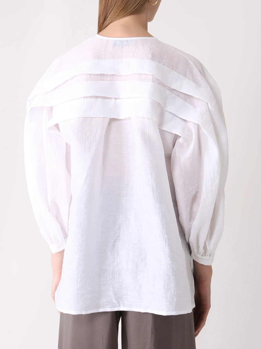 Блуза льняная GENTRYPORTOFINO D200KA G0001, размер 44, цвет белый - фото 3