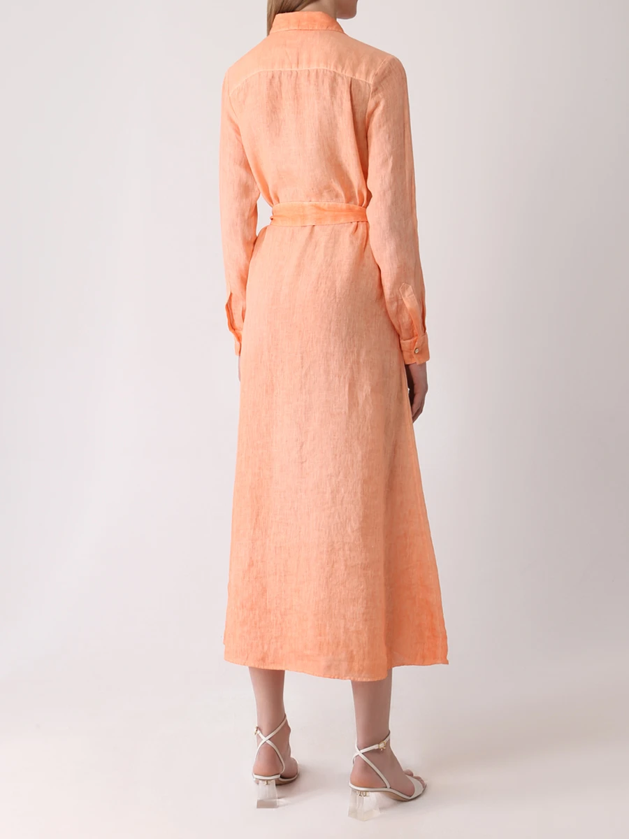 Платье-рубашка льняное 120% LINO VOW40HE0000115S00 41 Оранжевый  Фото 3