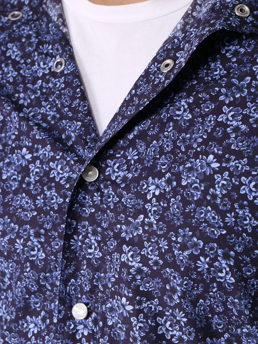 Рубашка хлопковая с капюшоном KITON UMCMARH0807801000, размер 52, цвет синий - фото 5