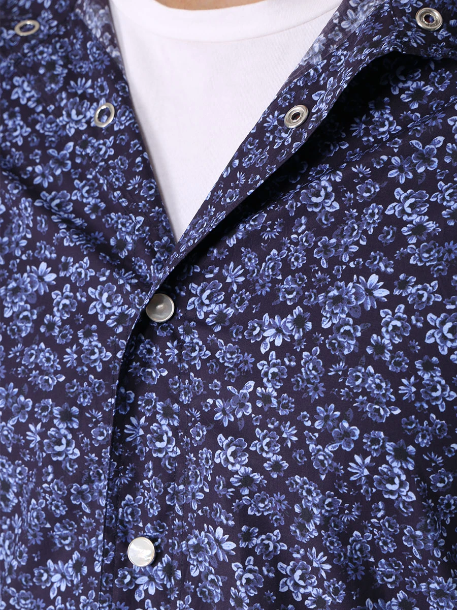 Рубашка хлопковая с капюшоном KITON UMCMARH0807801000 Синий  Фото 5