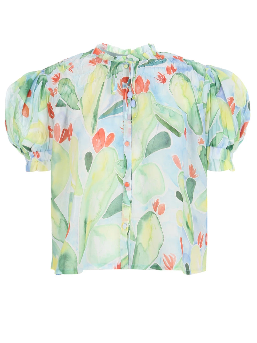 Блуза хлопковая с принтом CHARO RUIZ 222200, размер 44, цвет мультиколор - фото 1