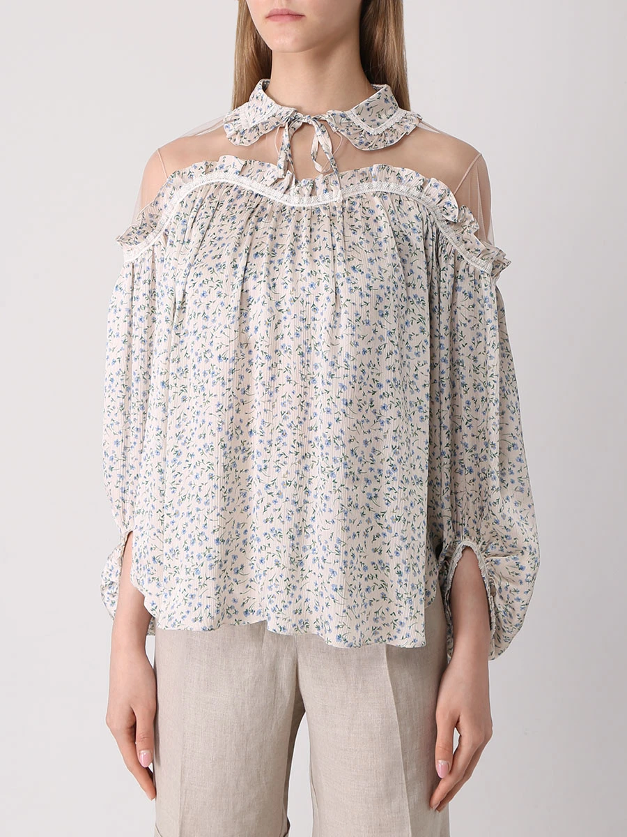 Блуза из крепа с принтом SHATU SH3422_204-2, размер 40, цвет цветочный принт - фото 4