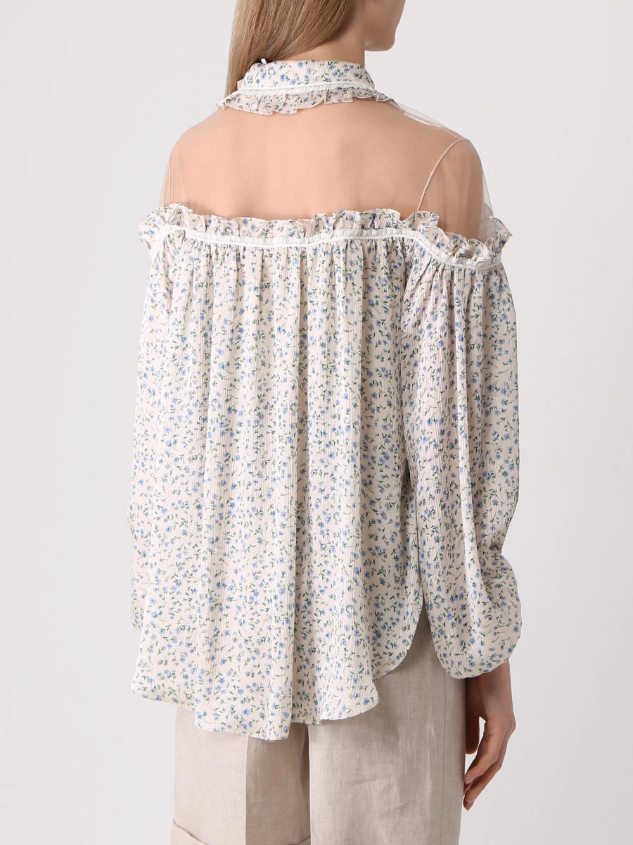 Блуза из крепа с принтом SHATU SH3422_204-2, размер 40, цвет цветочный принт - фото 3
