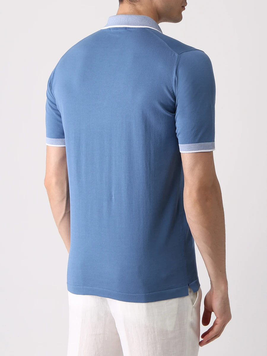 Поло хлопковое FIORONI CASHMERE MK24243C1 K14 Синий  Фото 3