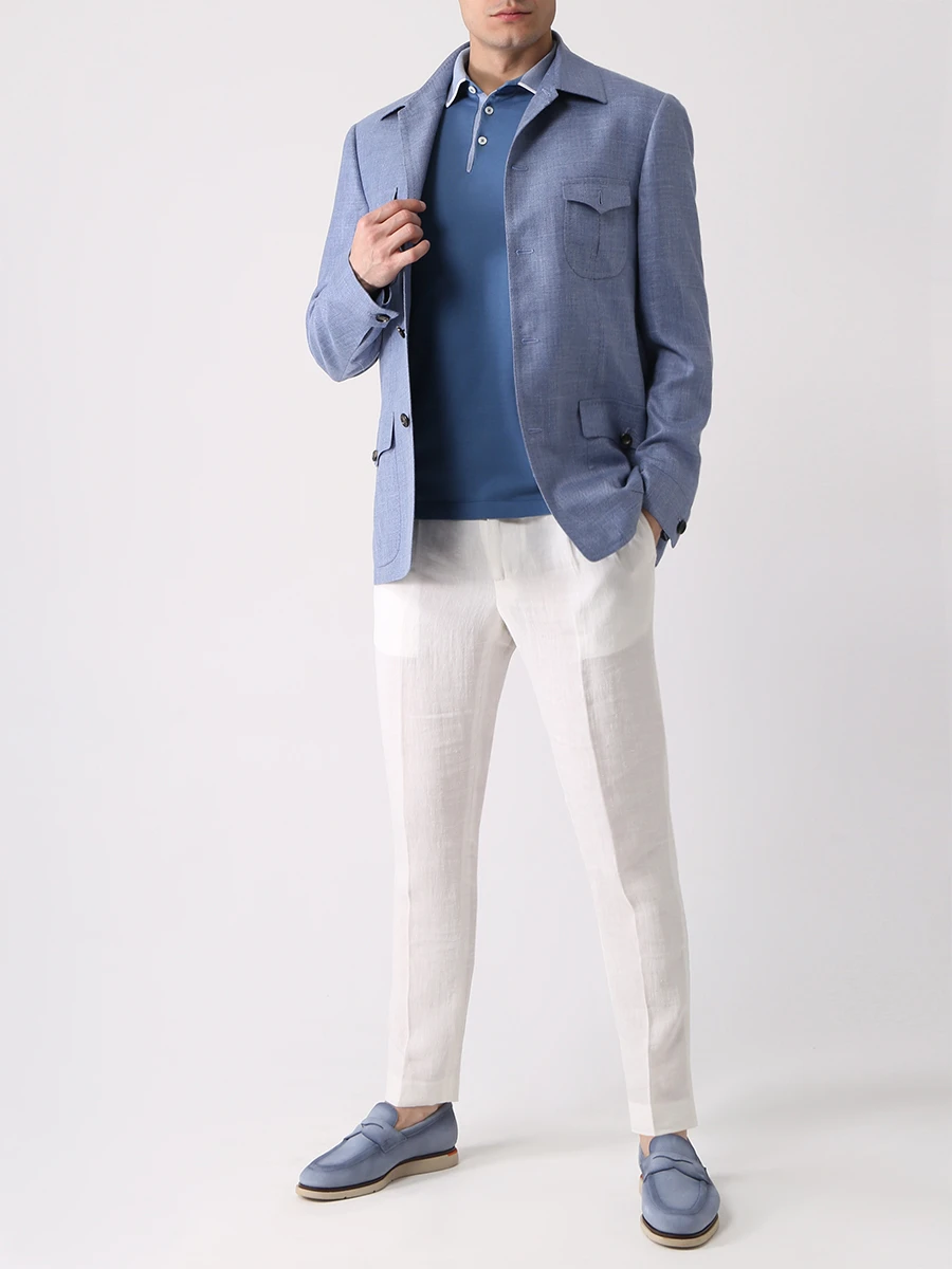 Поло хлопковое FIORONI CASHMERE MK24243C1 K14 Синий  Фото 2