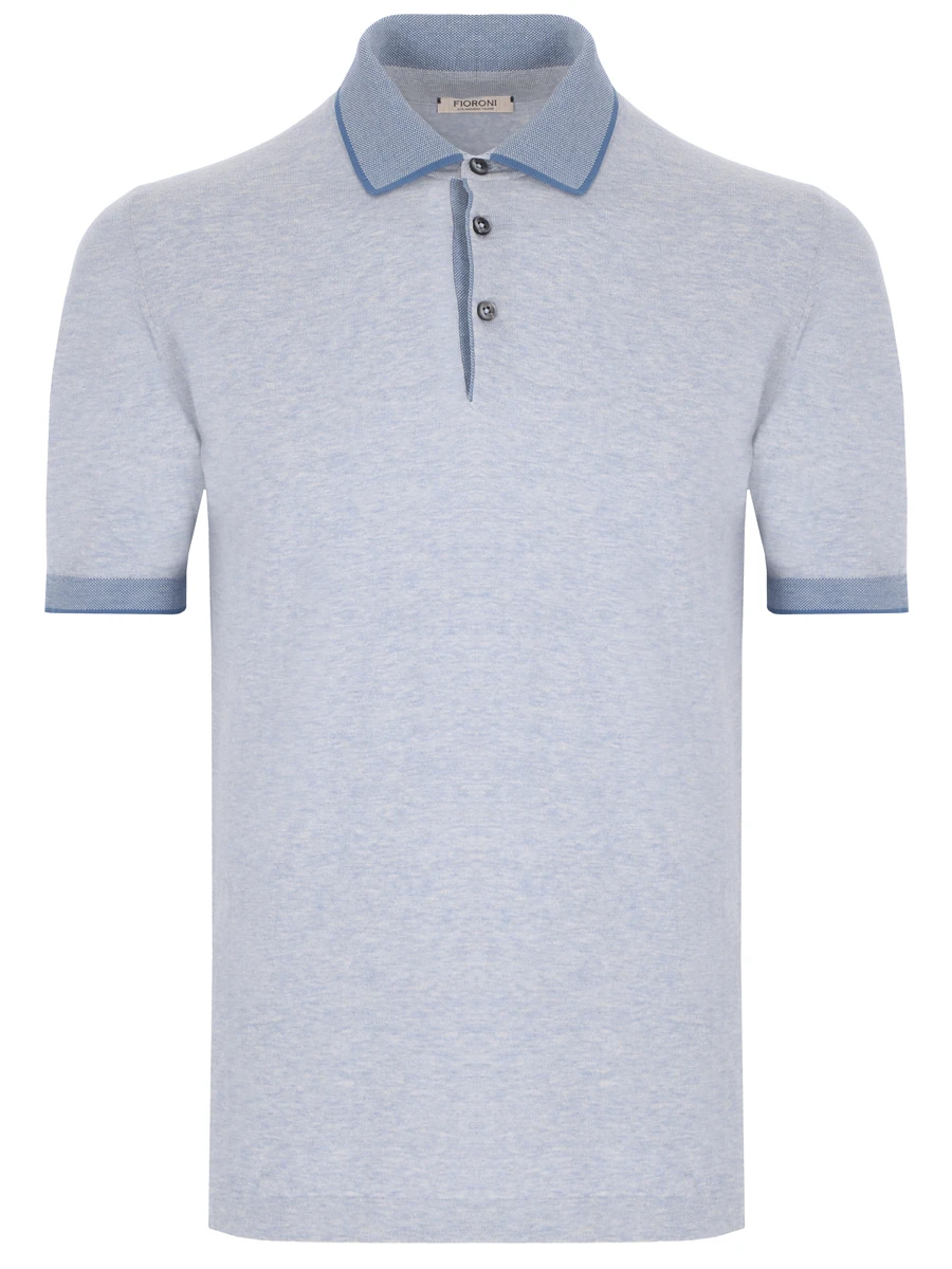 Поло хлопковое FIORONI CASHMERE MK24243C1 K15 Голубой 