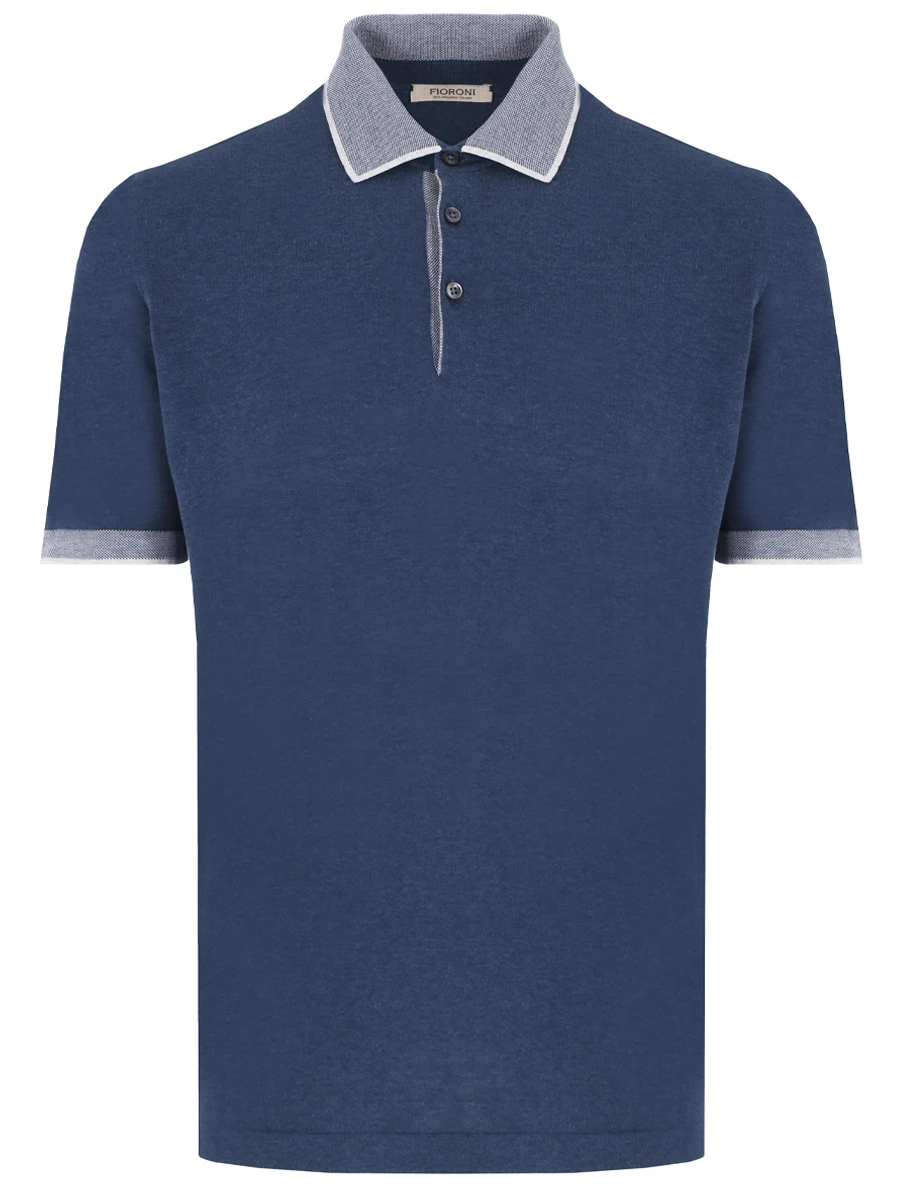 Поло хлопковое FIORONI CASHMERE MK24243C1 K16 Синий 