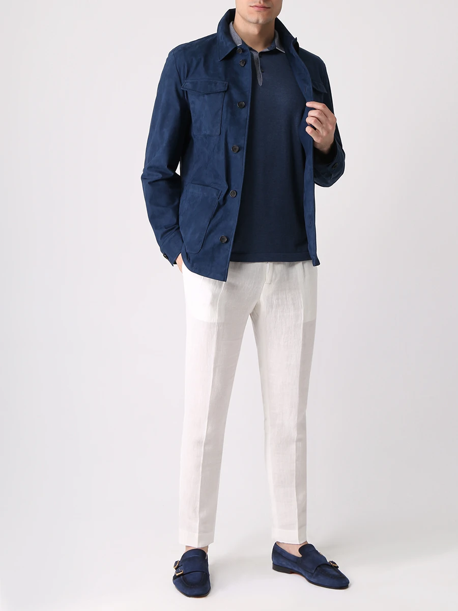 Поло хлопковое FIORONI CASHMERE MK24243C1 K16 Синий  Фото 2
