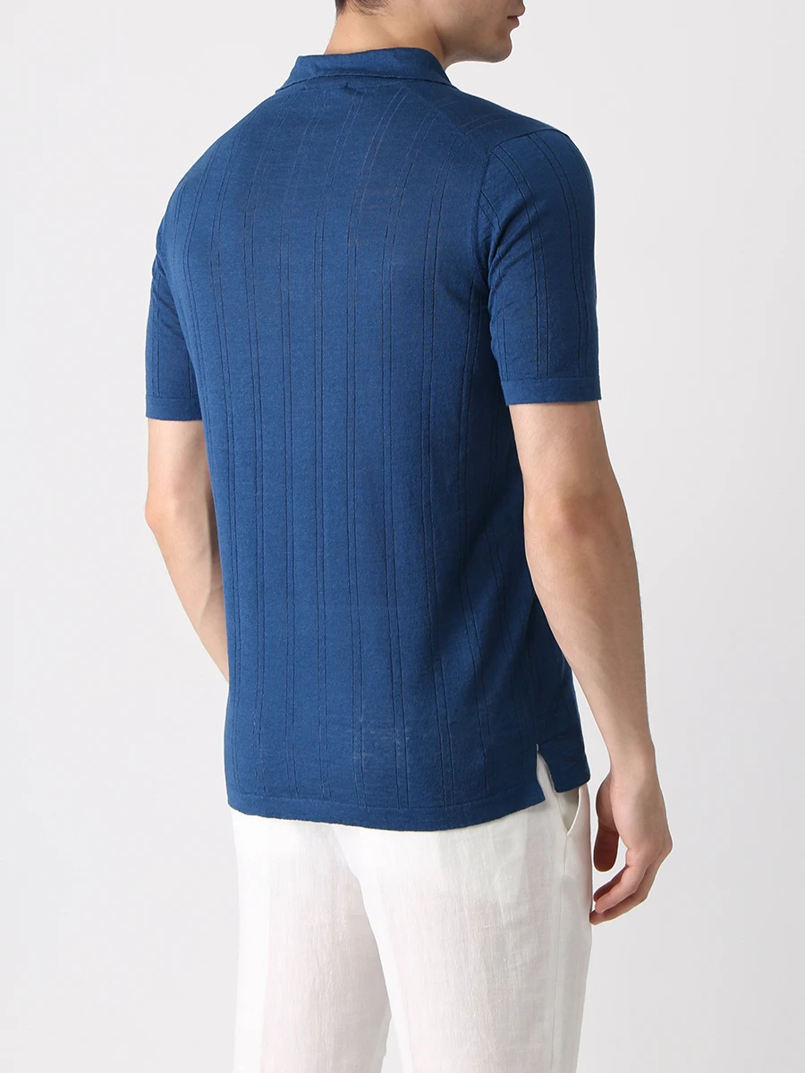 Поло льняное FIORONI CASHMERE MK24761C1 F034 U5 Синий  Фото 3