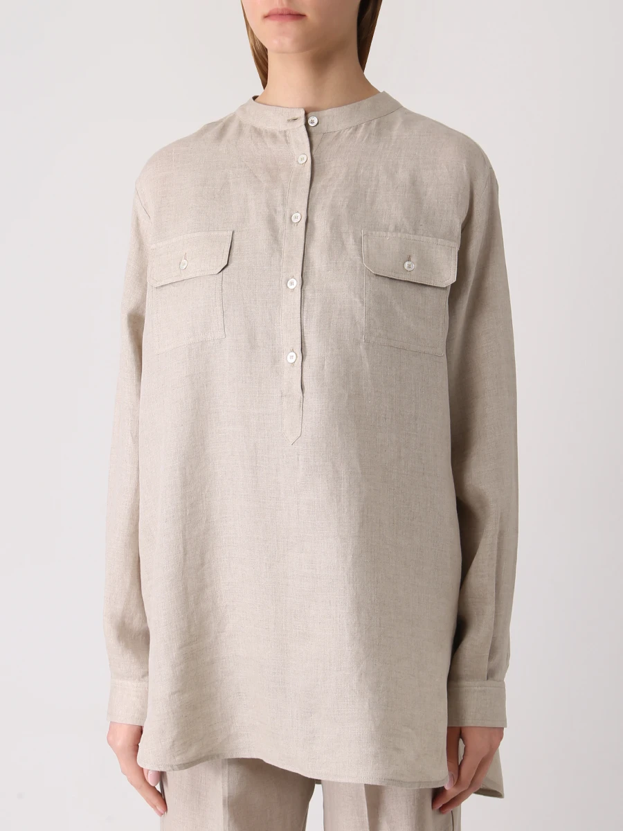 Рубашка льняная KITON D51414K09T8502 Бежевый  Фото 4