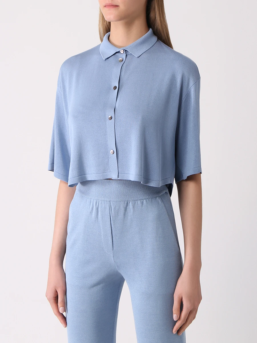 Блуза шелковая FREE AGE S22.CR023.6070.411, размер 40, цвет голубой - фото 4