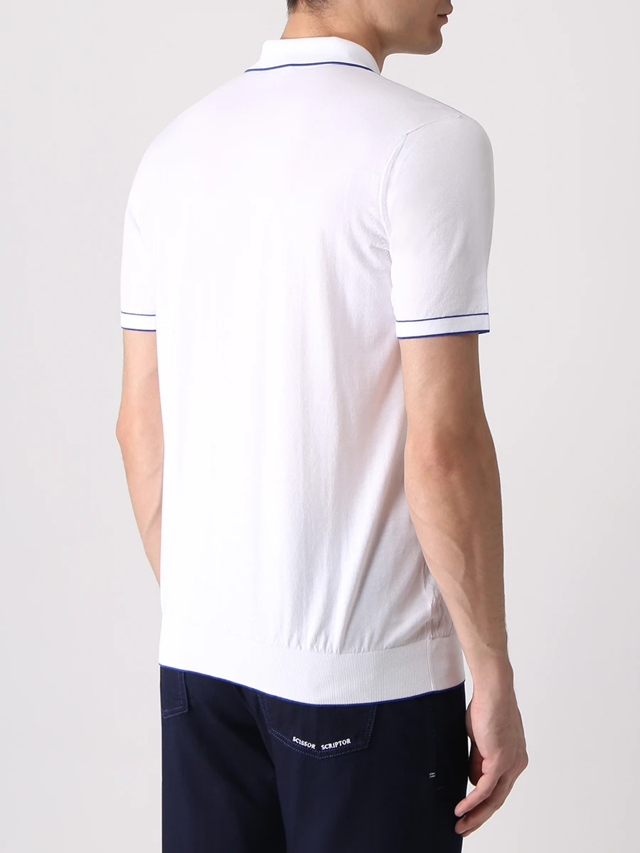 Поло хлопковое BERTOLO LUXURY MENSWEAR 901504/002048 0030 Белый  Фото 3