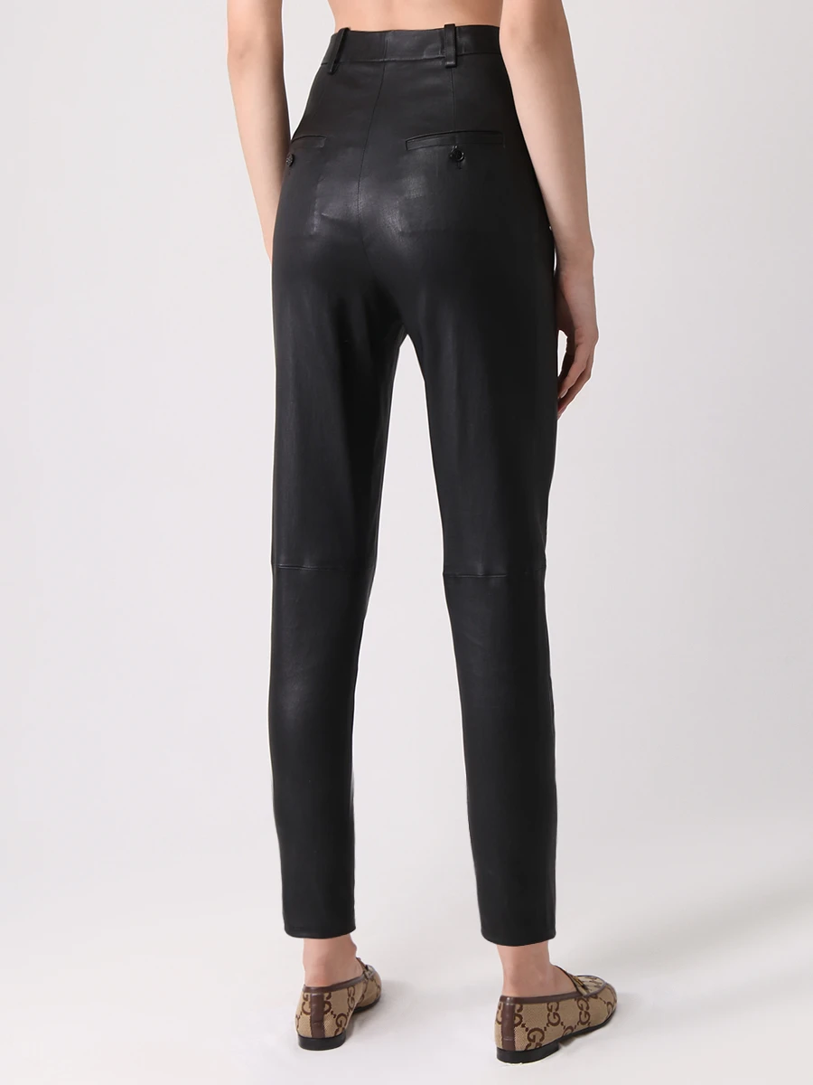 Брюки кожаные INES & MARECHAL JUMBO CUIR STRETCH PLONG/NOIR Черный  Фото 3