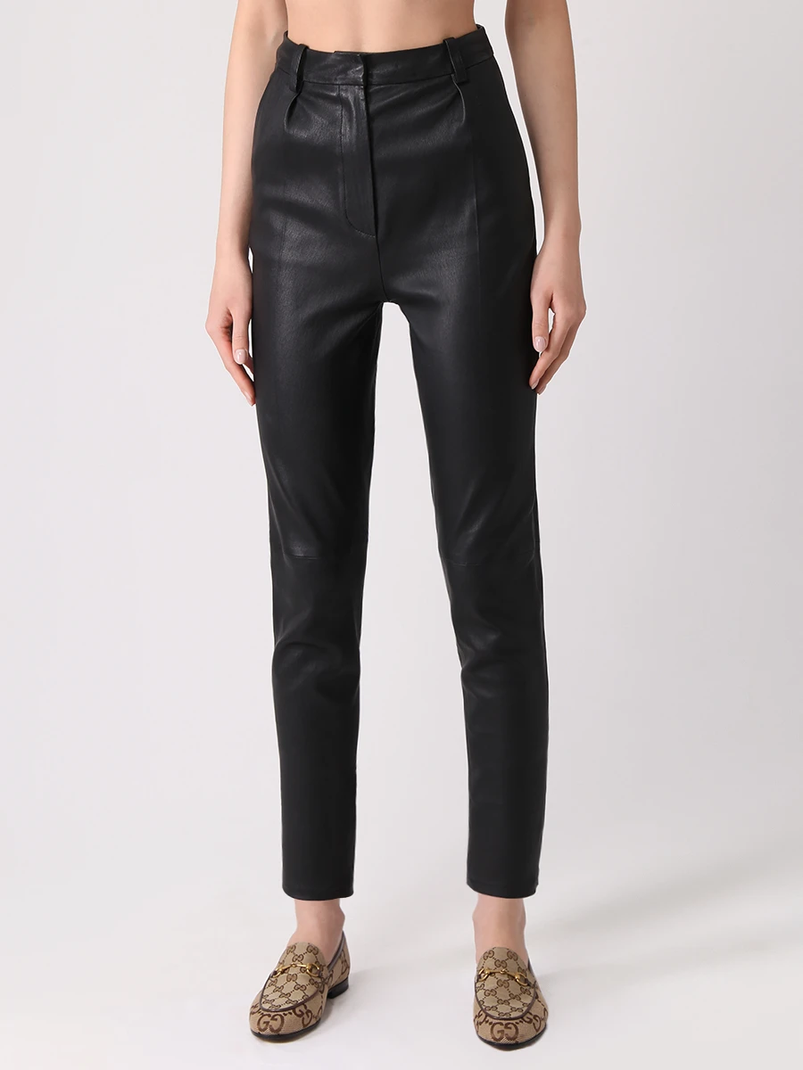 Брюки кожаные INES & MARECHAL JUMBO CUIR STRETCH PLONG/NOIR Черный  Фото 4