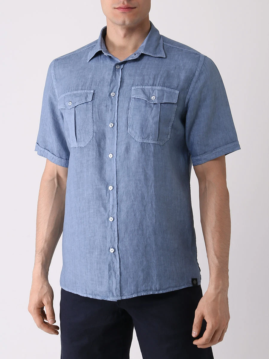 Рубашка льняная Slim Fit GRAN  SASSO 61119/50002/617, размер 54, цвет синий 61119/50002/617 - фото 4