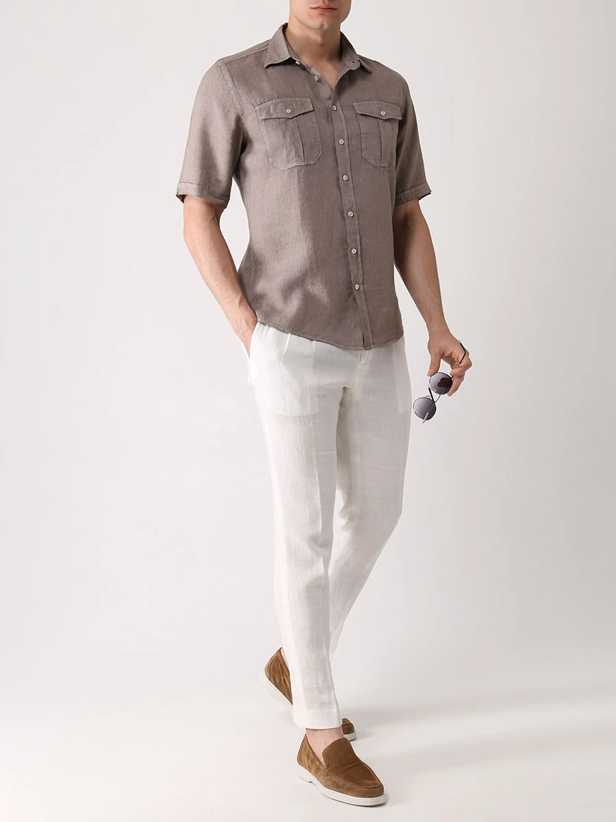Рубашка льняная Slim Fit GRAN  SASSO 61119/50002/140 Серо-, размер 48, цвет серый 61119/50002/140 Серо- - фото 2