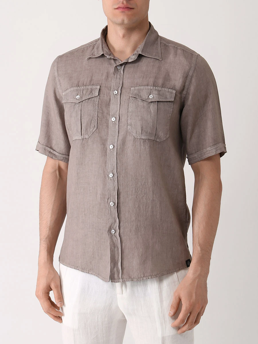 Рубашка льняная Slim Fit GRAN  SASSO 61119/50002/140 Серо-, размер 48, цвет серый 61119/50002/140 Серо- - фото 4
