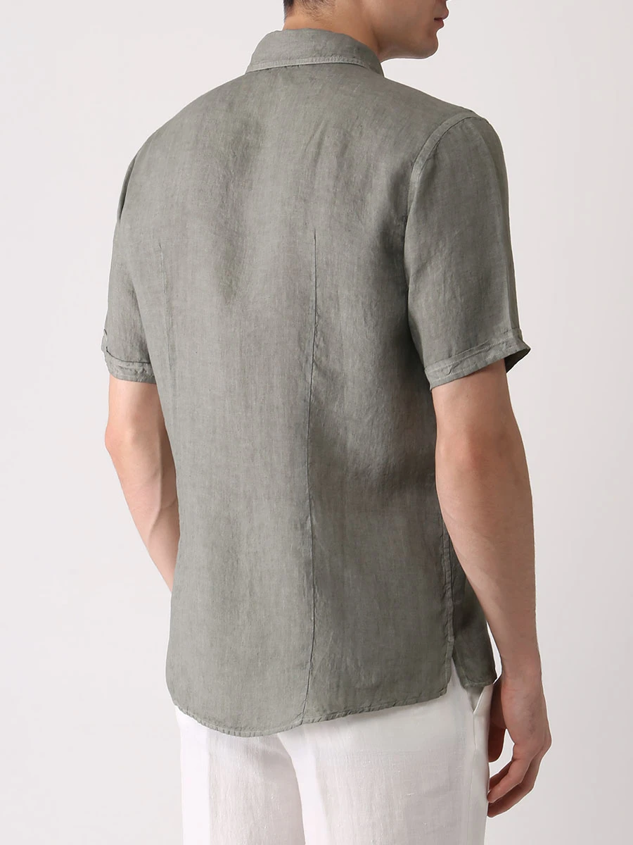 Рубашка льняная Slim Fit GRAN  SASSO 61119/50002/810, размер 50, цвет зеленый 61119/50002/810 - фото 3