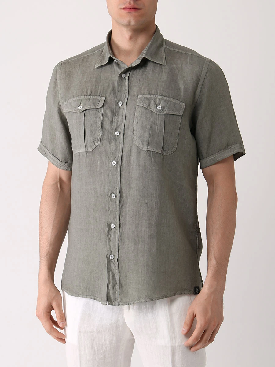Рубашка льняная Slim Fit GRAN  SASSO 61119/50002/810, размер 50, цвет зеленый 61119/50002/810 - фото 4