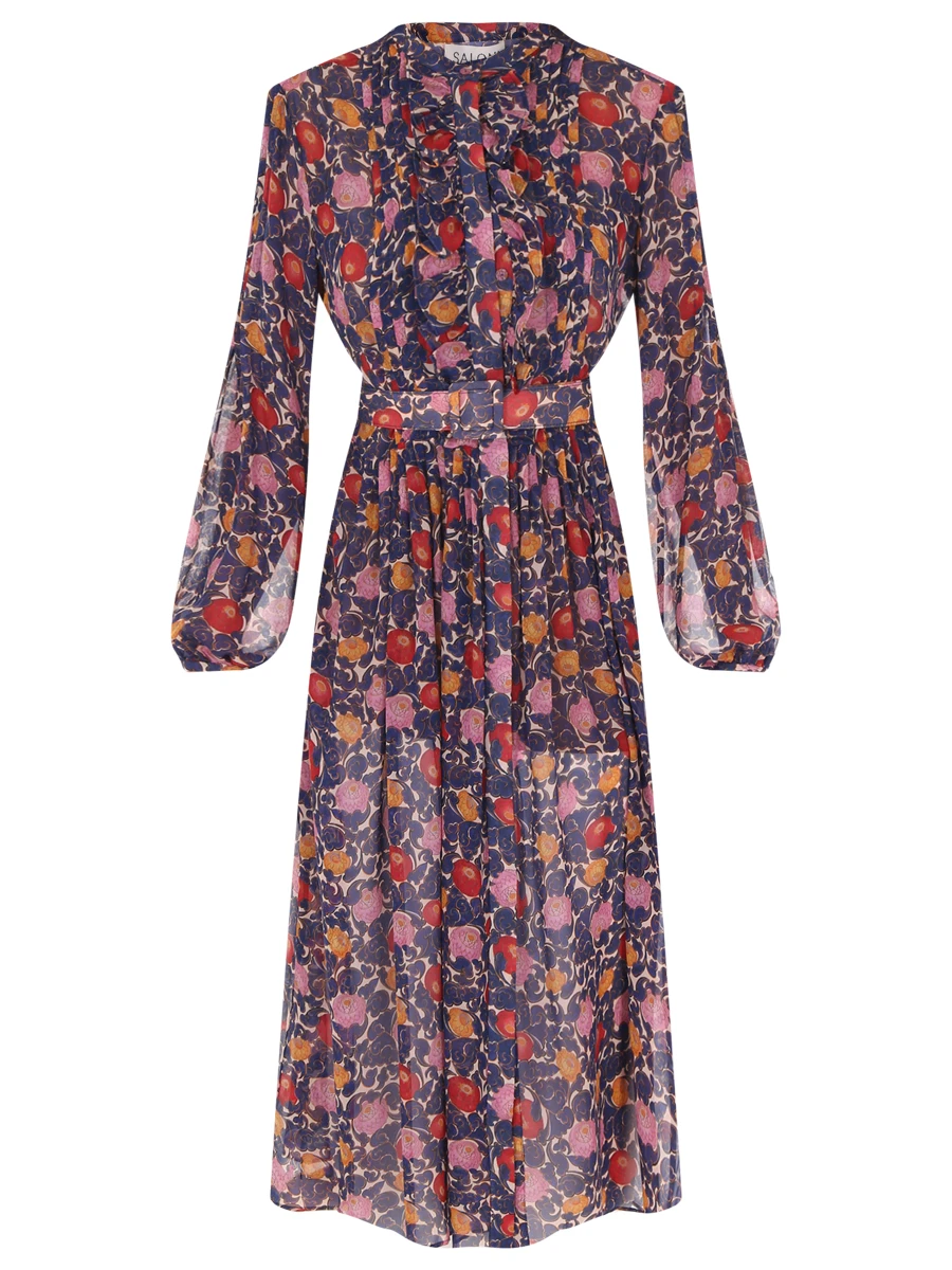 

Платье шелковое с принтом, Синий, 10197-1492