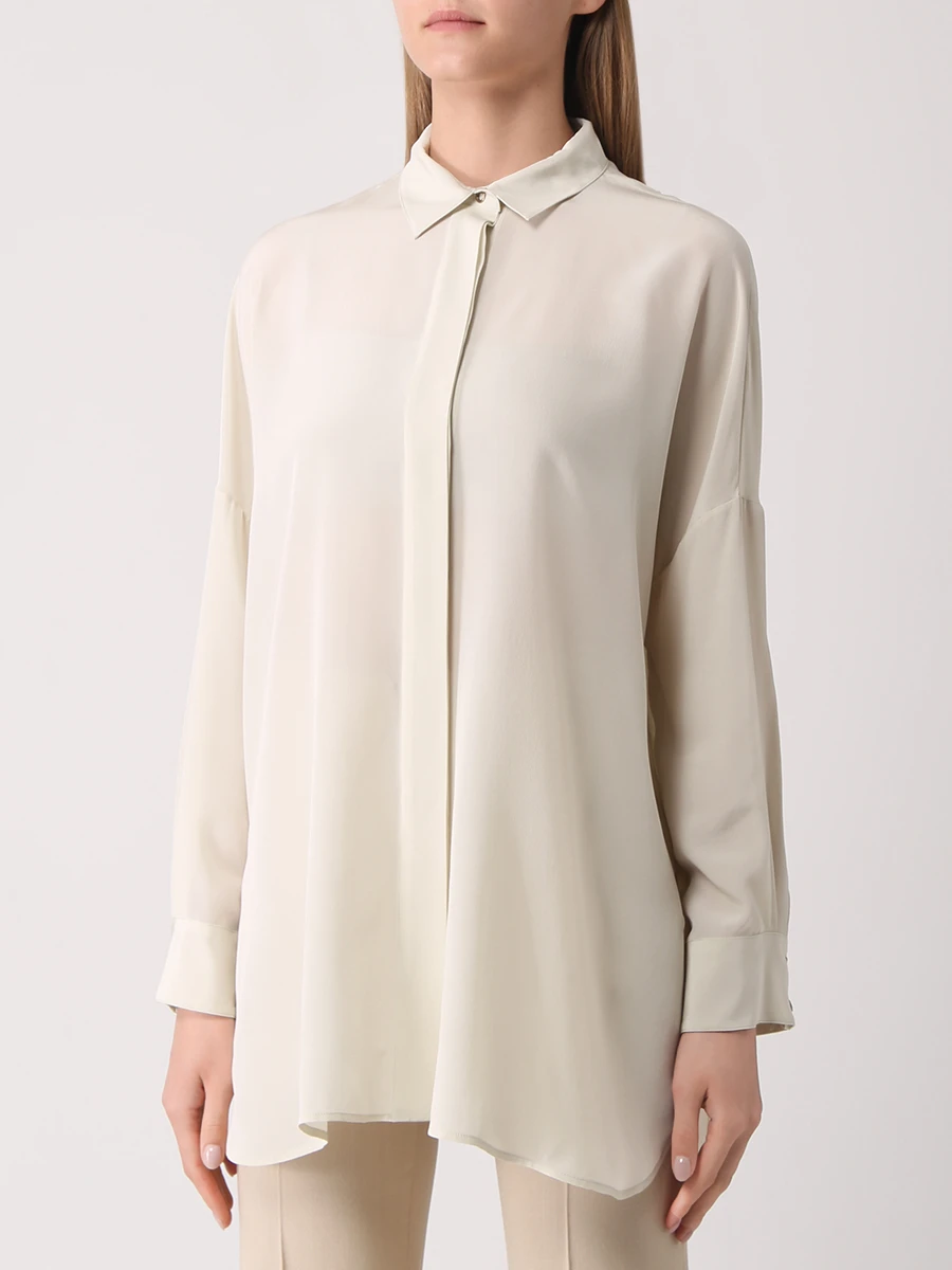 Блуза шелковая AGNONA TD0302 Y U4009 N22, размер 42, цвет кремовый - фото 4