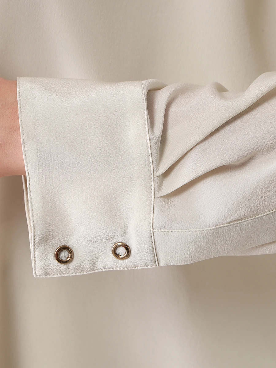Блуза шелковая AGNONA TD0302 Y U4009 N22, размер 42, цвет кремовый - фото 5
