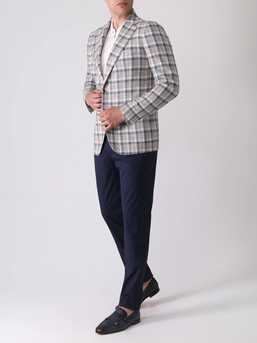 Пиджак кашемировый в клетку STILE LATINO GM12248 N15 D6 Бежевый  Фото 2