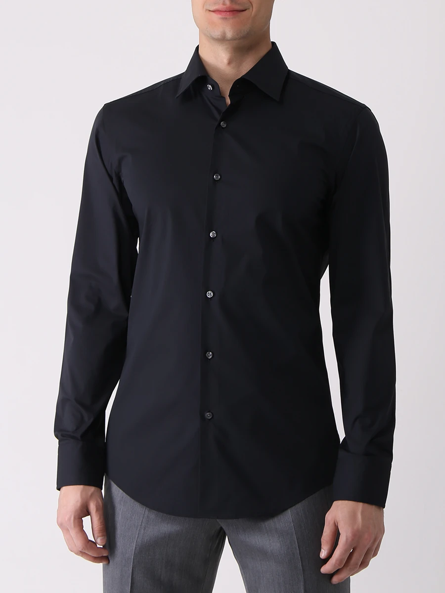 Рубашка Slim Fit хлопковая BOSS 50469345/001, размер 48, цвет черный 50469345/001 - фото 4