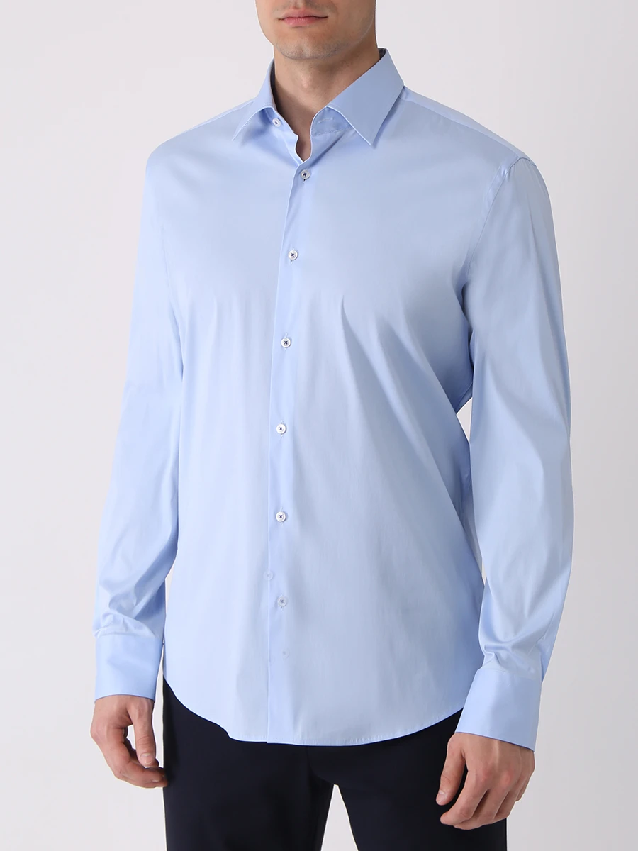 Рубашка Regular Fit хлопковая BOSS 50473432/450, размер 52, цвет голубой 50473432/450 - фото 4