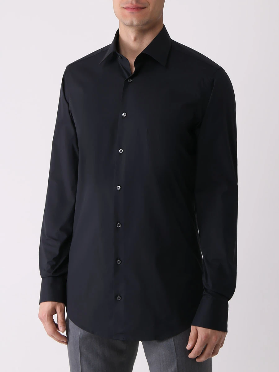 Рубашка Regular Fit хлопковая BOSS 50473265/001, размер 52, цвет черный 50473265/001 - фото 4