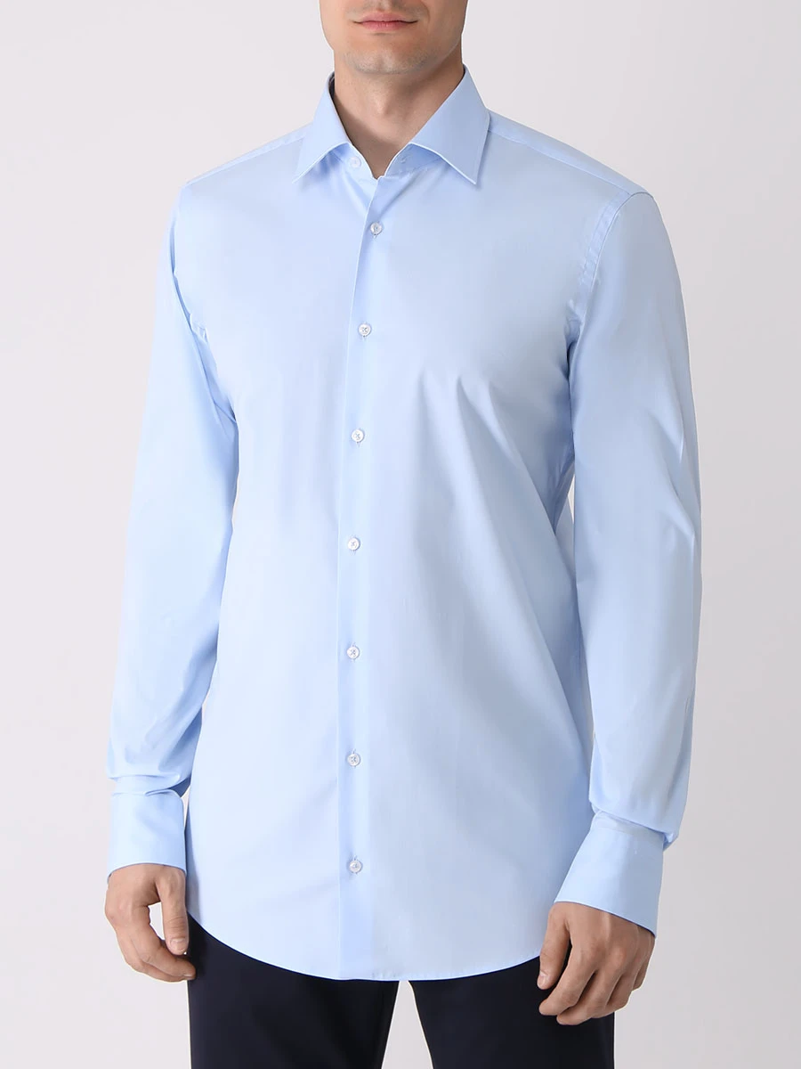 Рубашка Regular Fit хлопковая BOSS 50473265/452, размер 48, цвет голубой 50473265/452 - фото 4