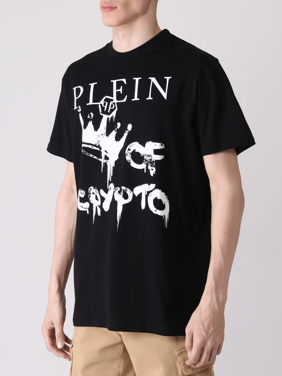 Футболка хлопковая с принтом PHILIPP PLEIN MTK5648/0201 Черный  Фото 4