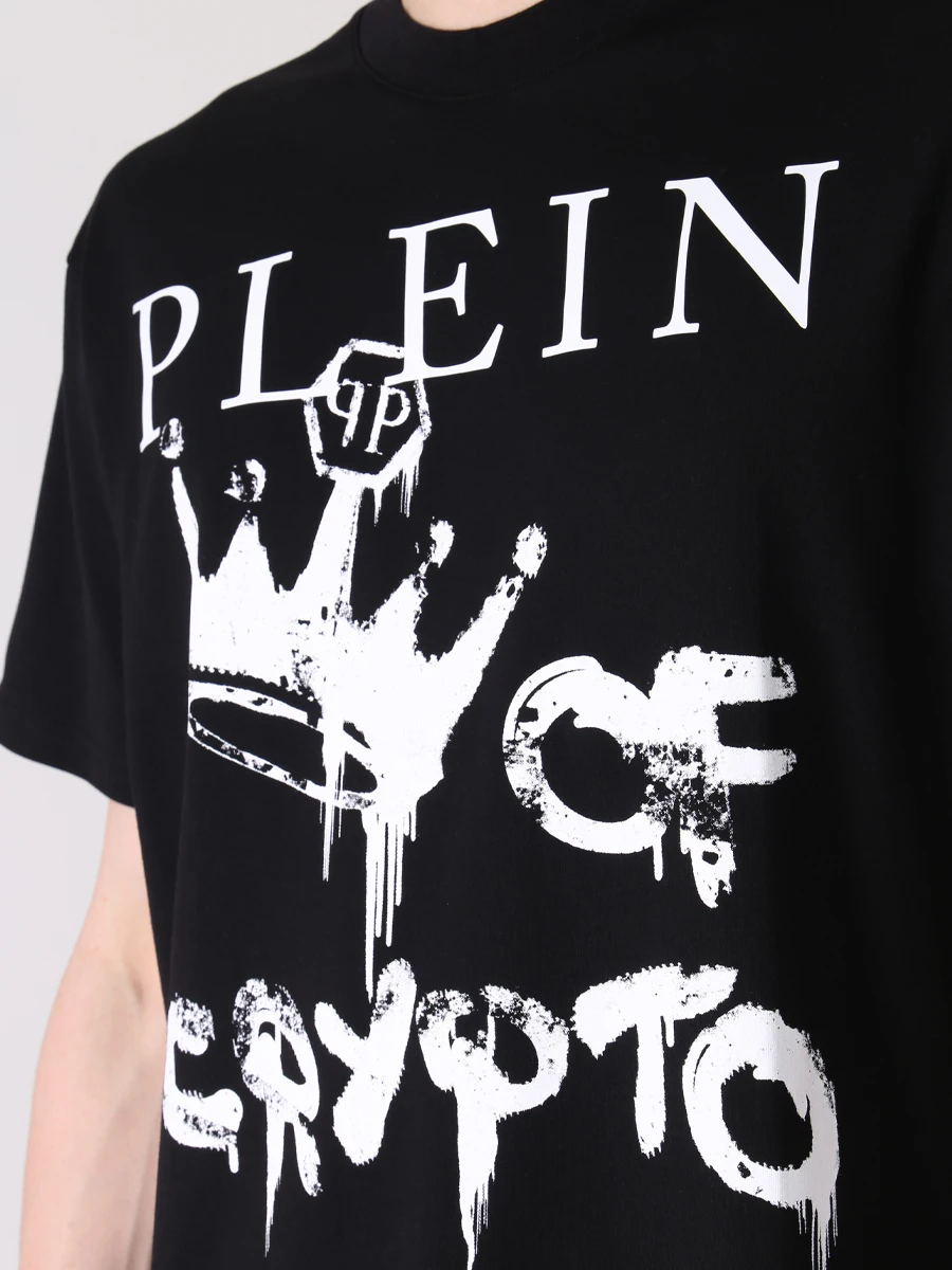 Футболка хлопковая с принтом PHILIPP PLEIN MTK5648/0201 Черный  Фото 5