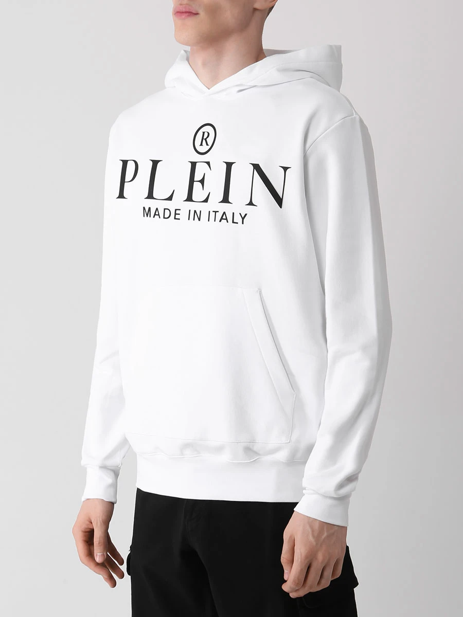 Худи хлопковое с принтом PHILIPP PLEIN MJB2700/01 Белый  Фото 4
