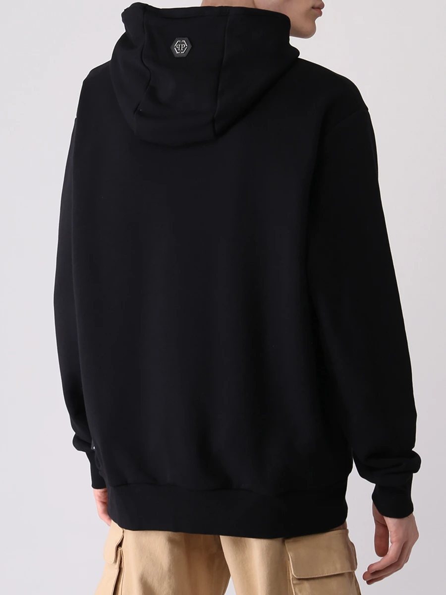 Худи хлопковое с принтом PHILIPP PLEIN MJB2744/0216 Черный  Фото 3