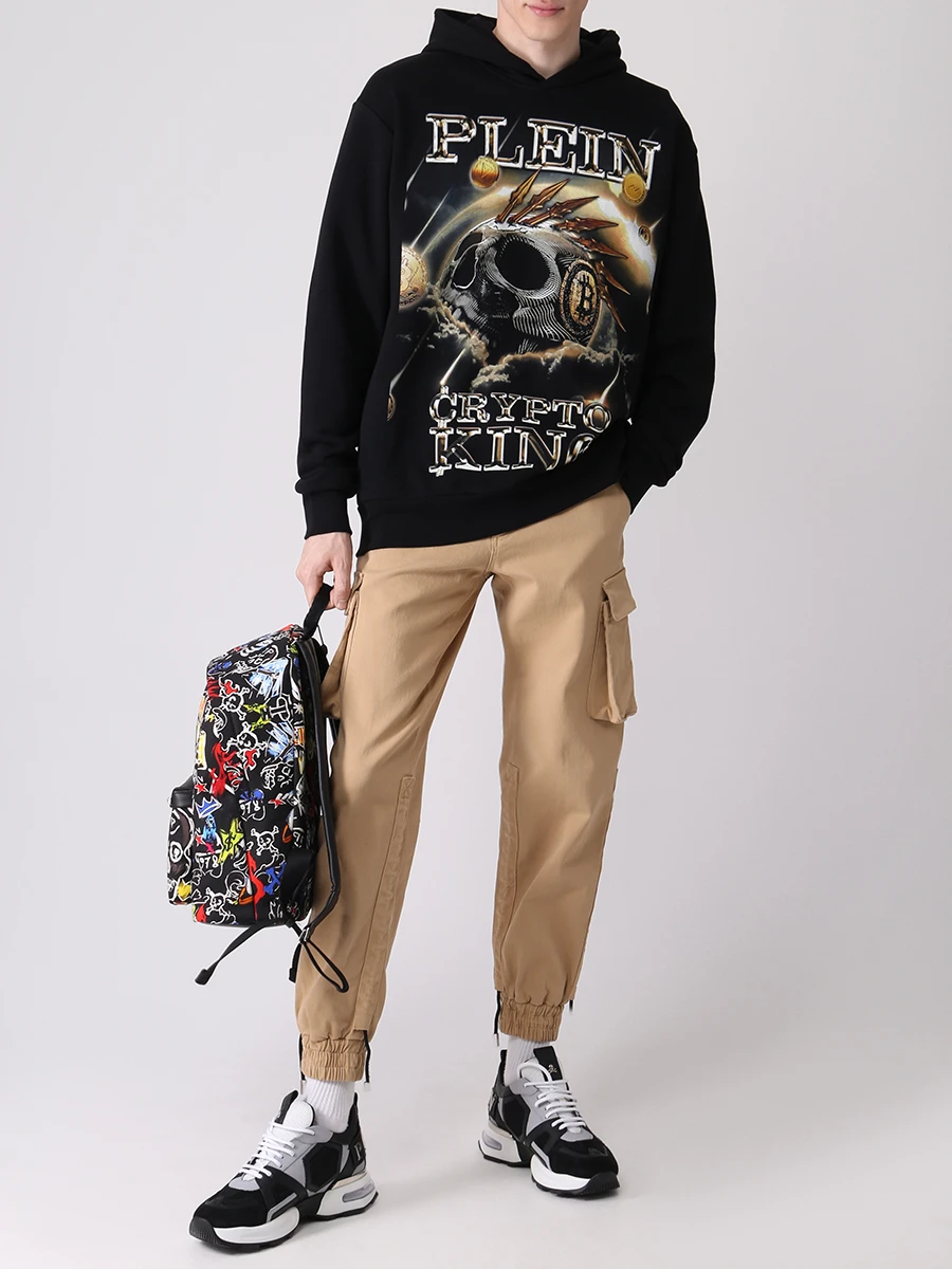 Худи хлопковое с принтом PHILIPP PLEIN MJB2744/0216 Черный  Фото 2