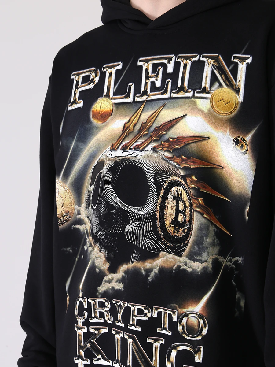 Худи хлопковое с принтом PHILIPP PLEIN MJB2744/0216 Черный  Фото 5