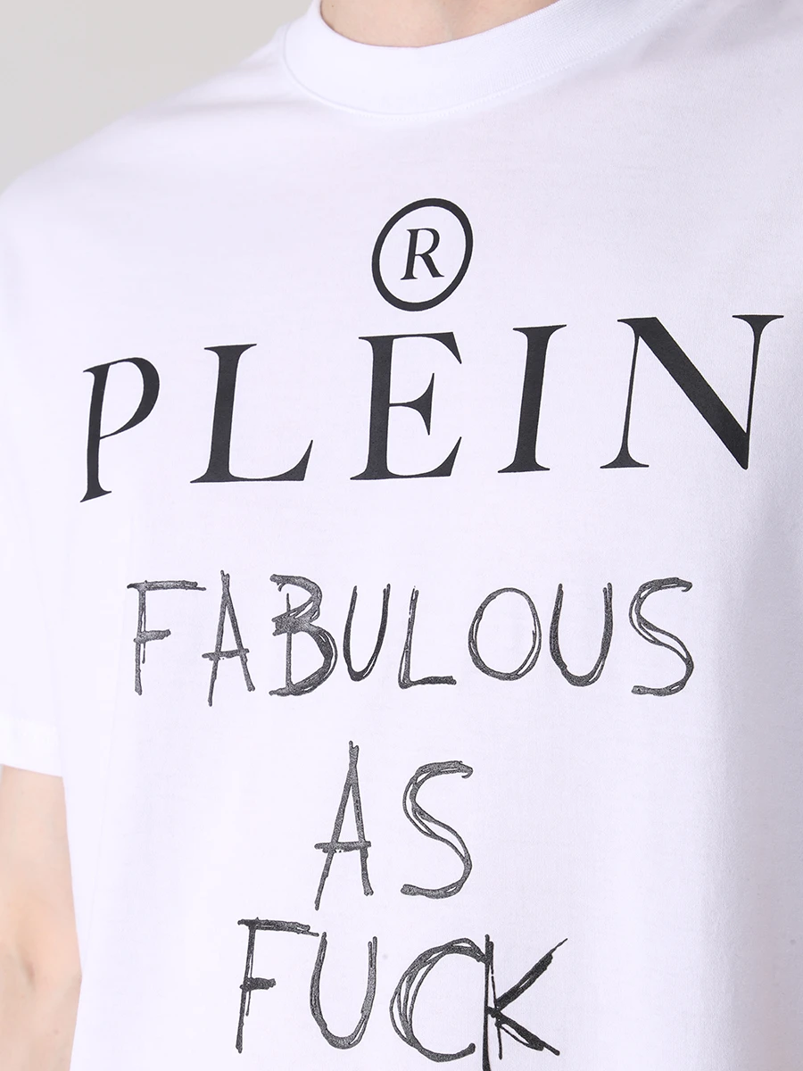 Футболка хлопковая с принтом PHILIPP PLEIN MTK5643/01 Белый  Фото 5
