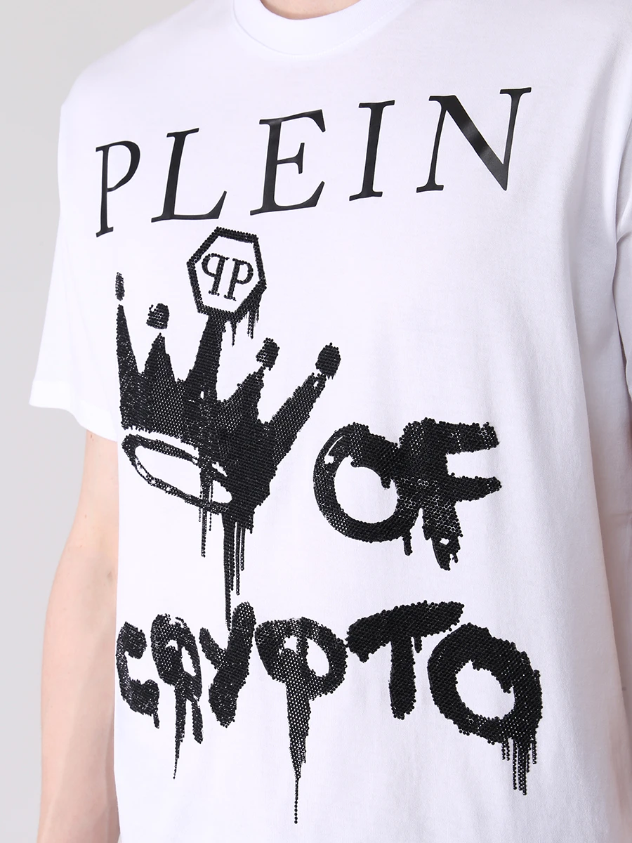 Футболка хлопковая с принтом PHILIPP PLEIN MTK5647/0102 Белый  Фото 5