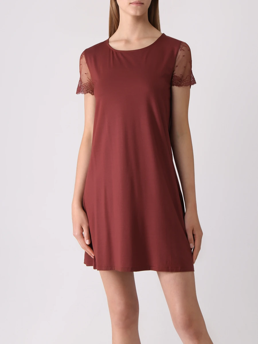 Сорочка из модала с кружевом ZIMMERLI 762-55101, размер 40, цвет бордовый - фото 2