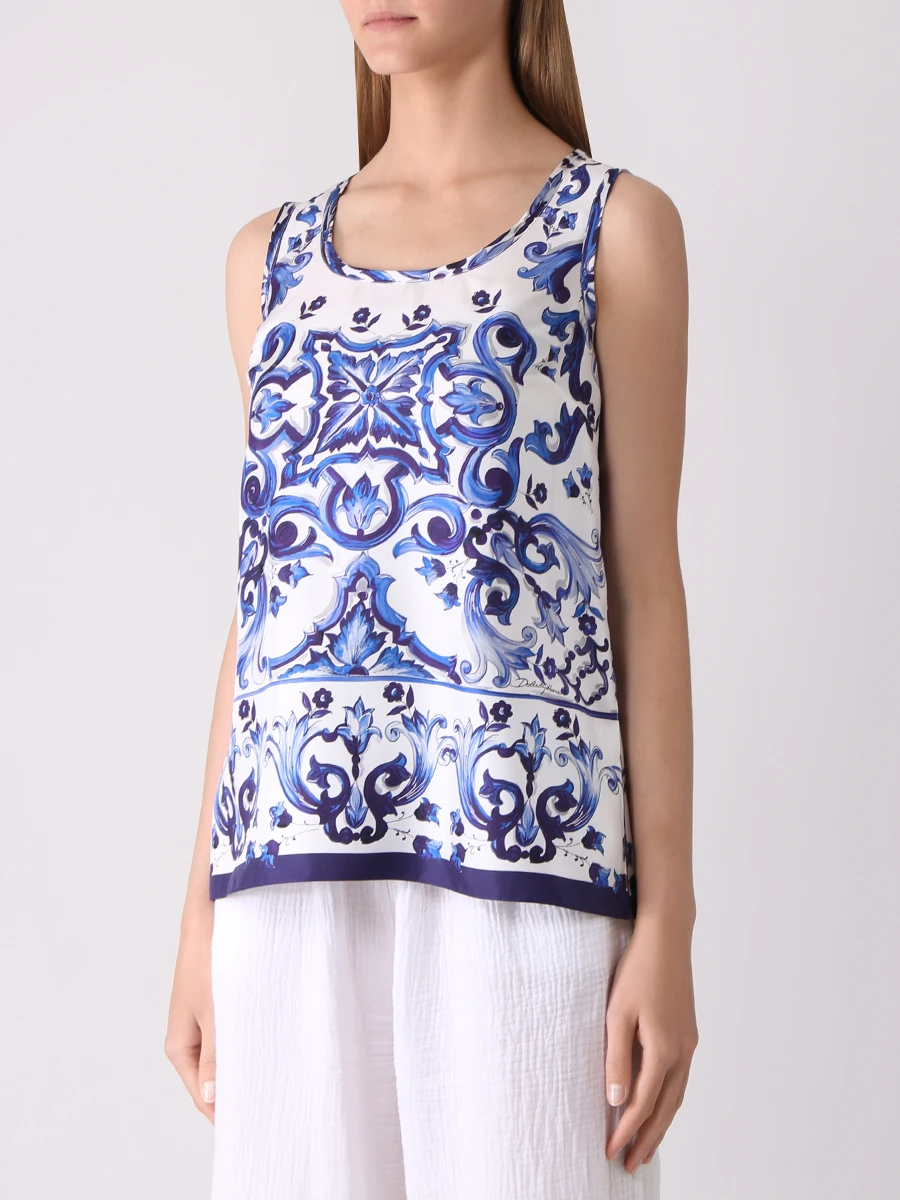 Топ шелковый с принтом DOLCE & GABBANA F72Y3T HI1B9 HA3TN Принт  Фото 4