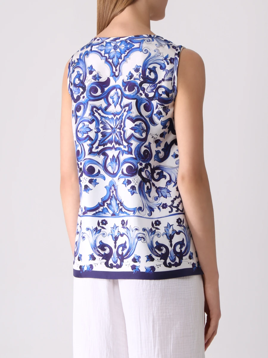 Топ шелковый с принтом DOLCE & GABBANA F72Y3T HI1B9 HA3TN Принт  Фото 3