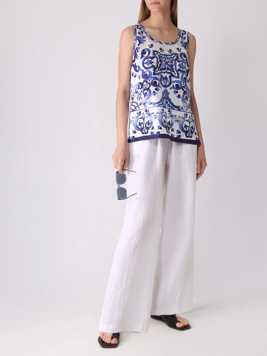 Топ шелковый с принтом DOLCE & GABBANA F72Y3T HI1B9 HA3TN Принт  Фото 2