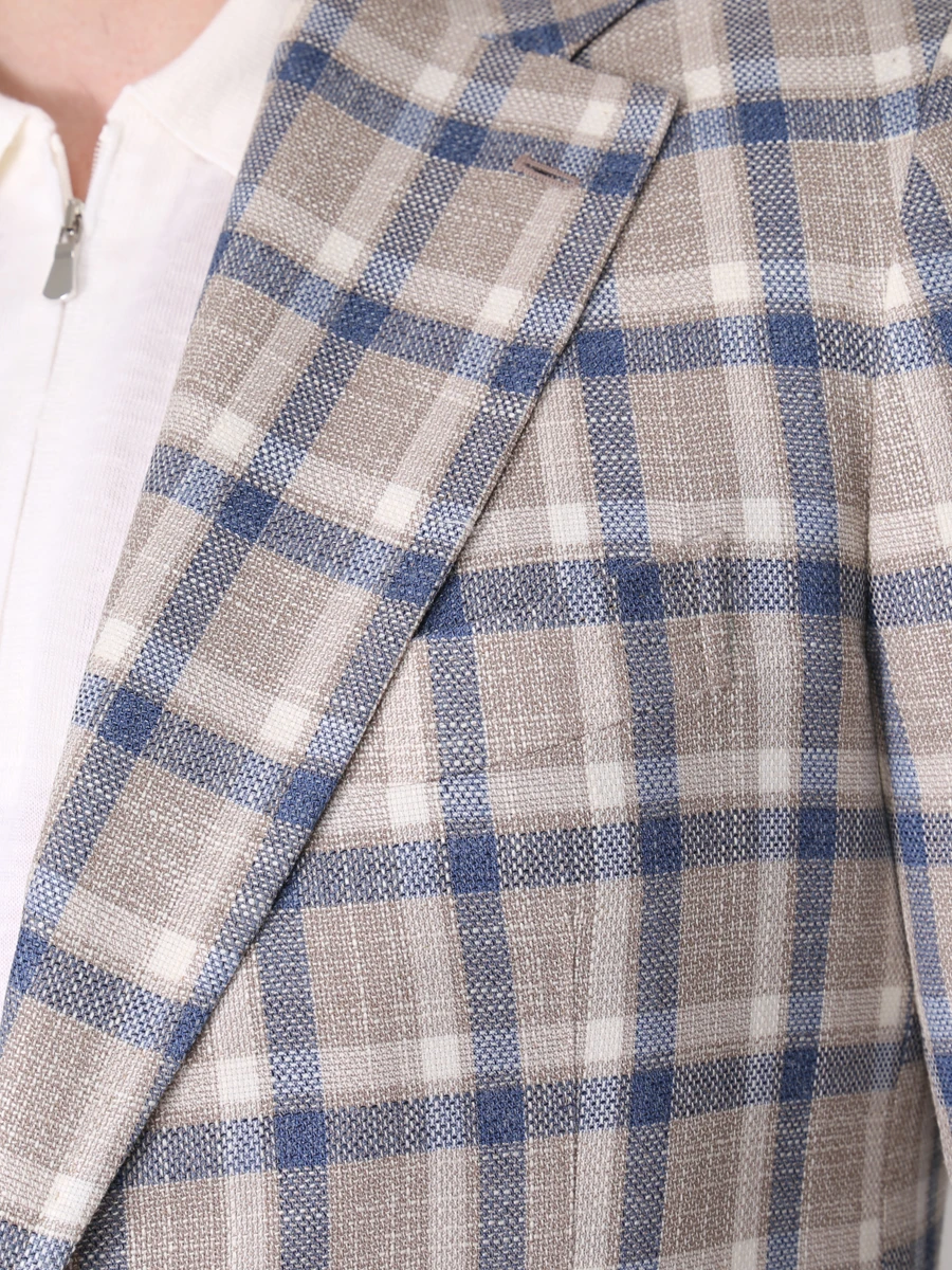 Пиджак кашемировый в клетку STILE LATINO GM12248 N15 D7 Бежевый  Фото 5