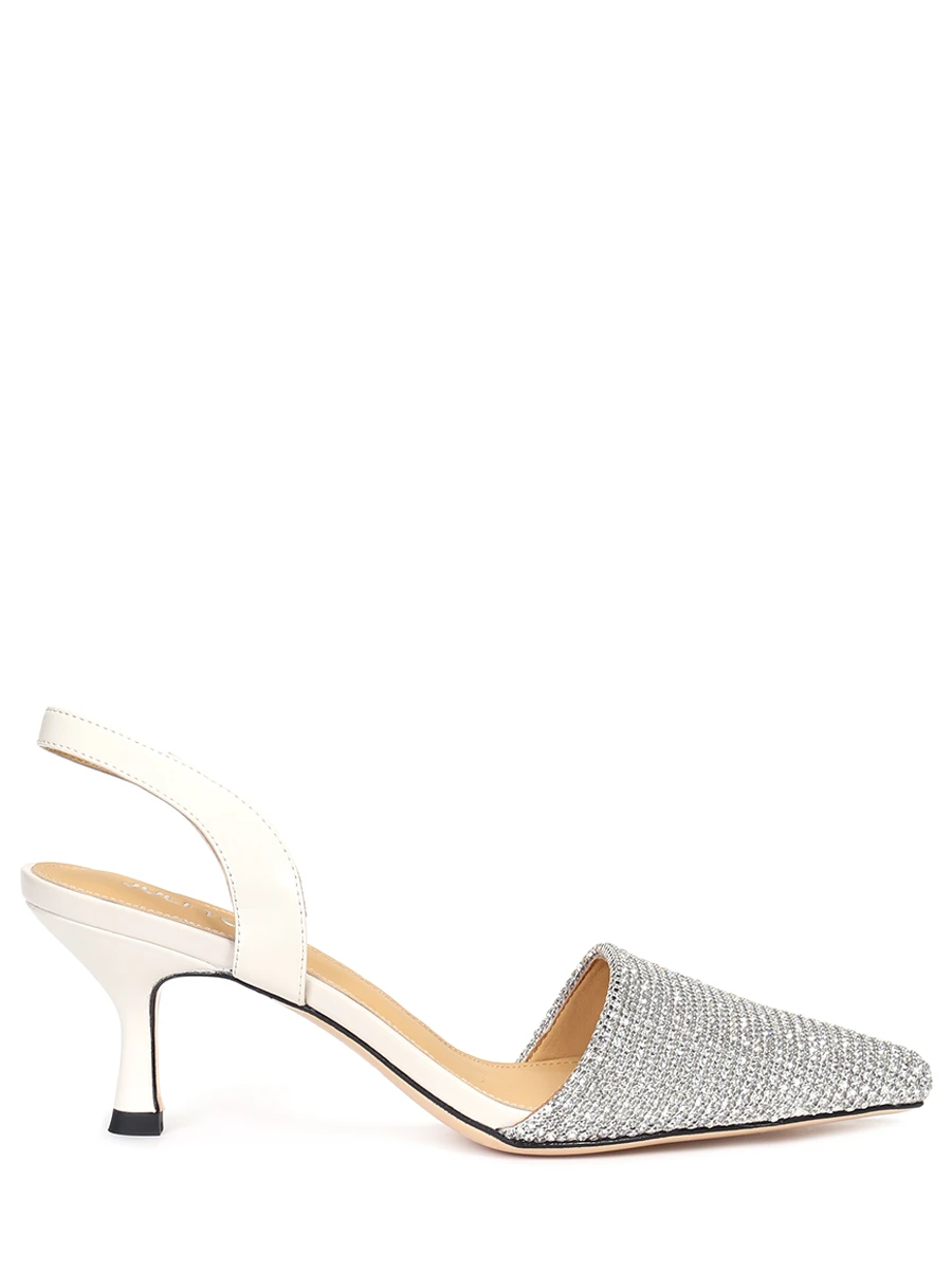 

Туфли-слингбэки кожаные со стразами, Белый, Cristal slingback pumps