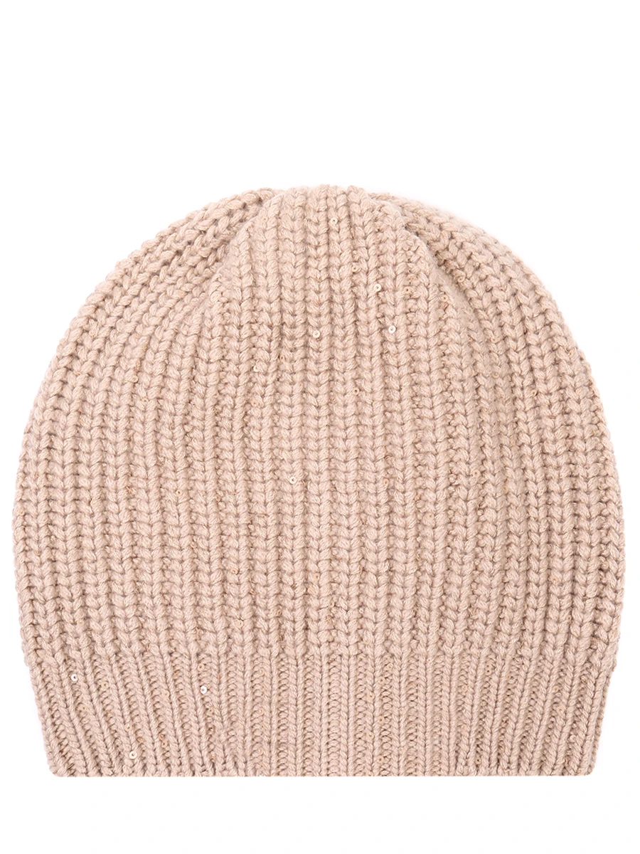 Шапка кашемировая с пайетками BRUNELLO CUCINELLI M32373999 C8642 Бежевый 