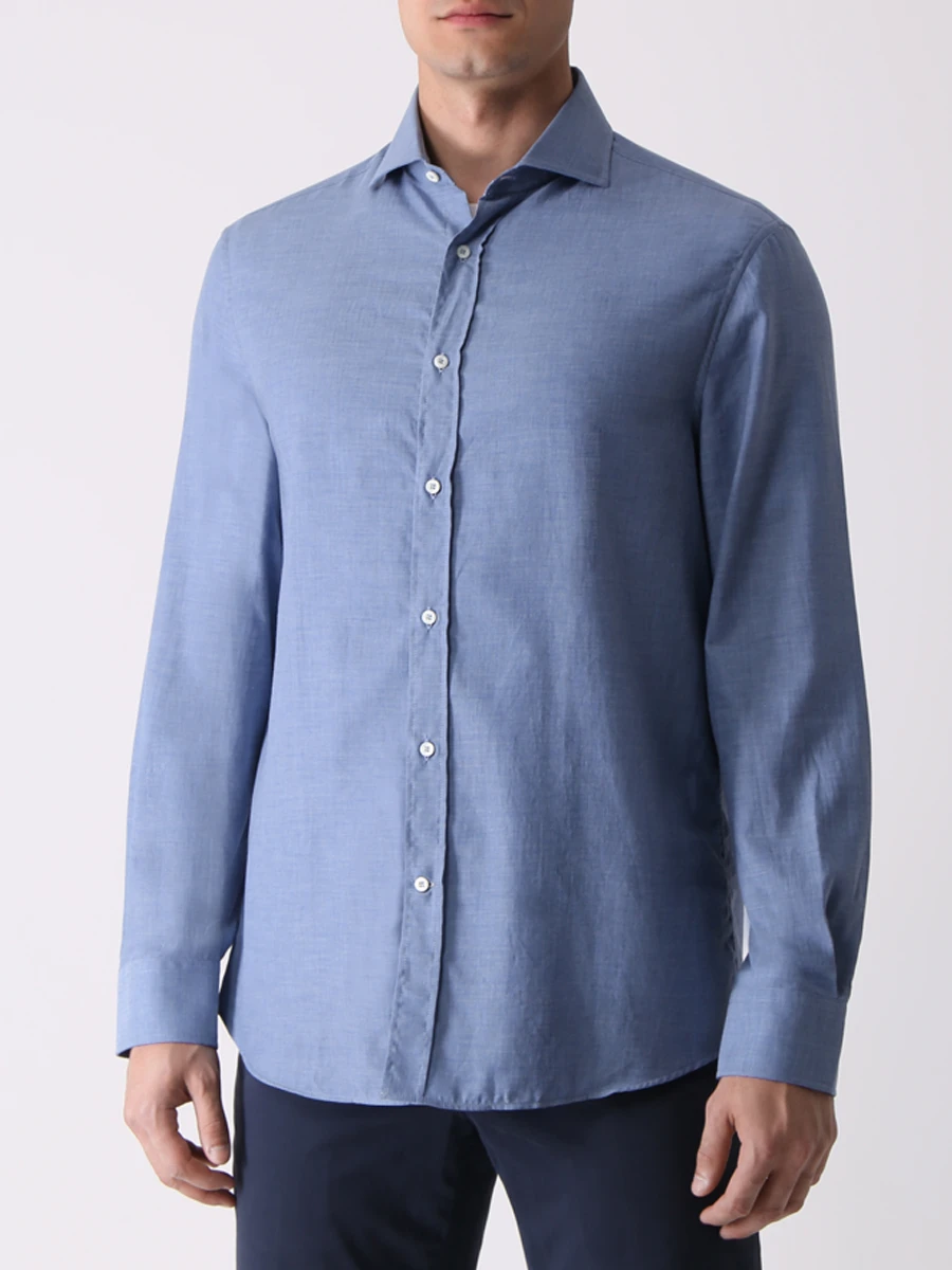 Рубашка хлопковая BRUNELLO CUCINELLI MG6710627 C015 Синий  Фото 4