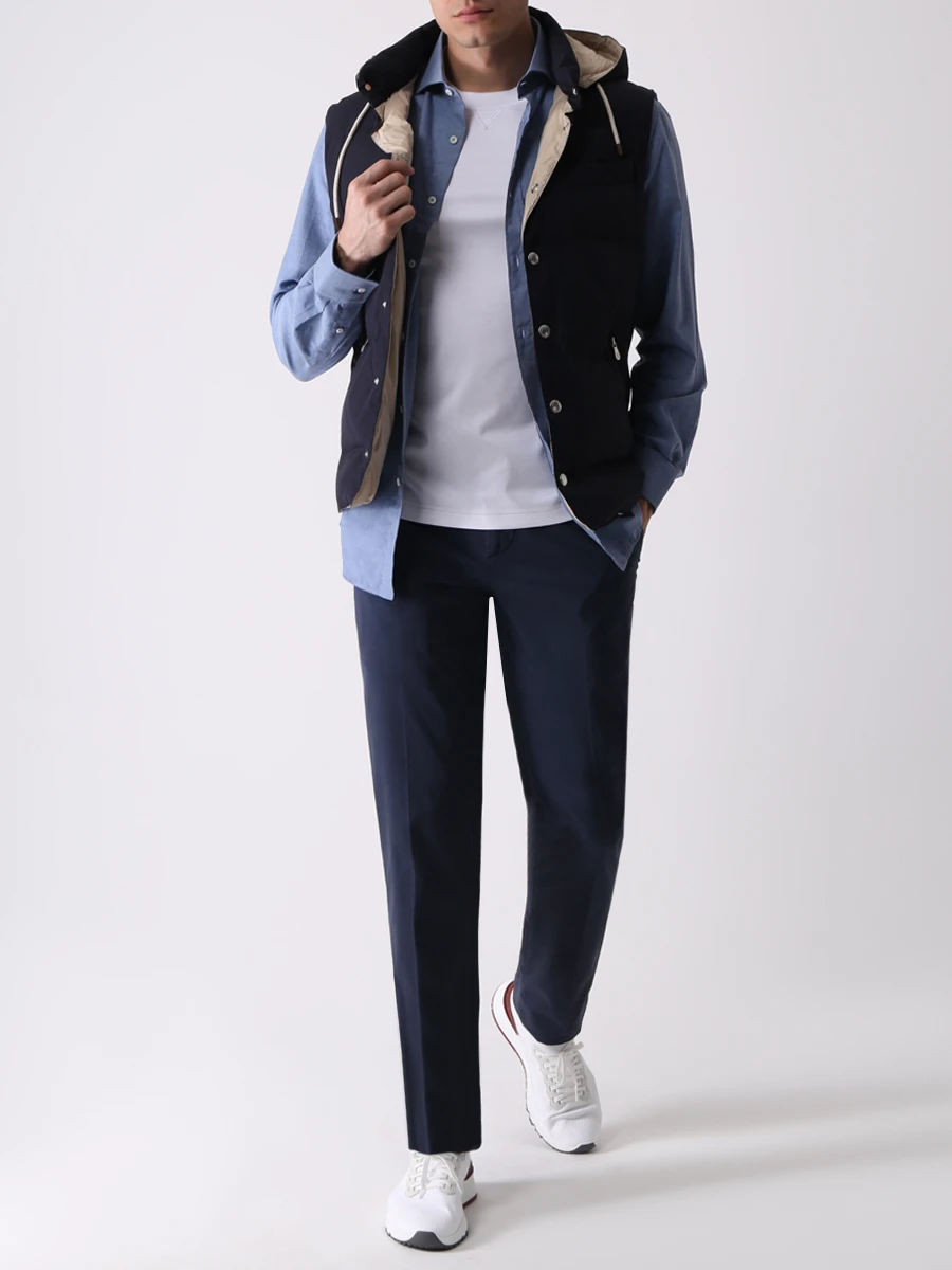 Рубашка хлопковая BRUNELLO CUCINELLI MG6710627 C015 Синий  Фото 2