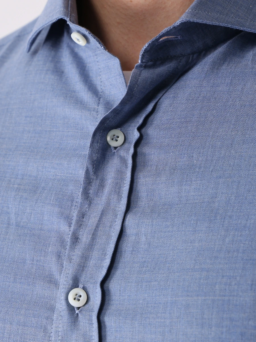 Рубашка хлопковая BRUNELLO CUCINELLI MG6710627 C015 Синий  Фото 5