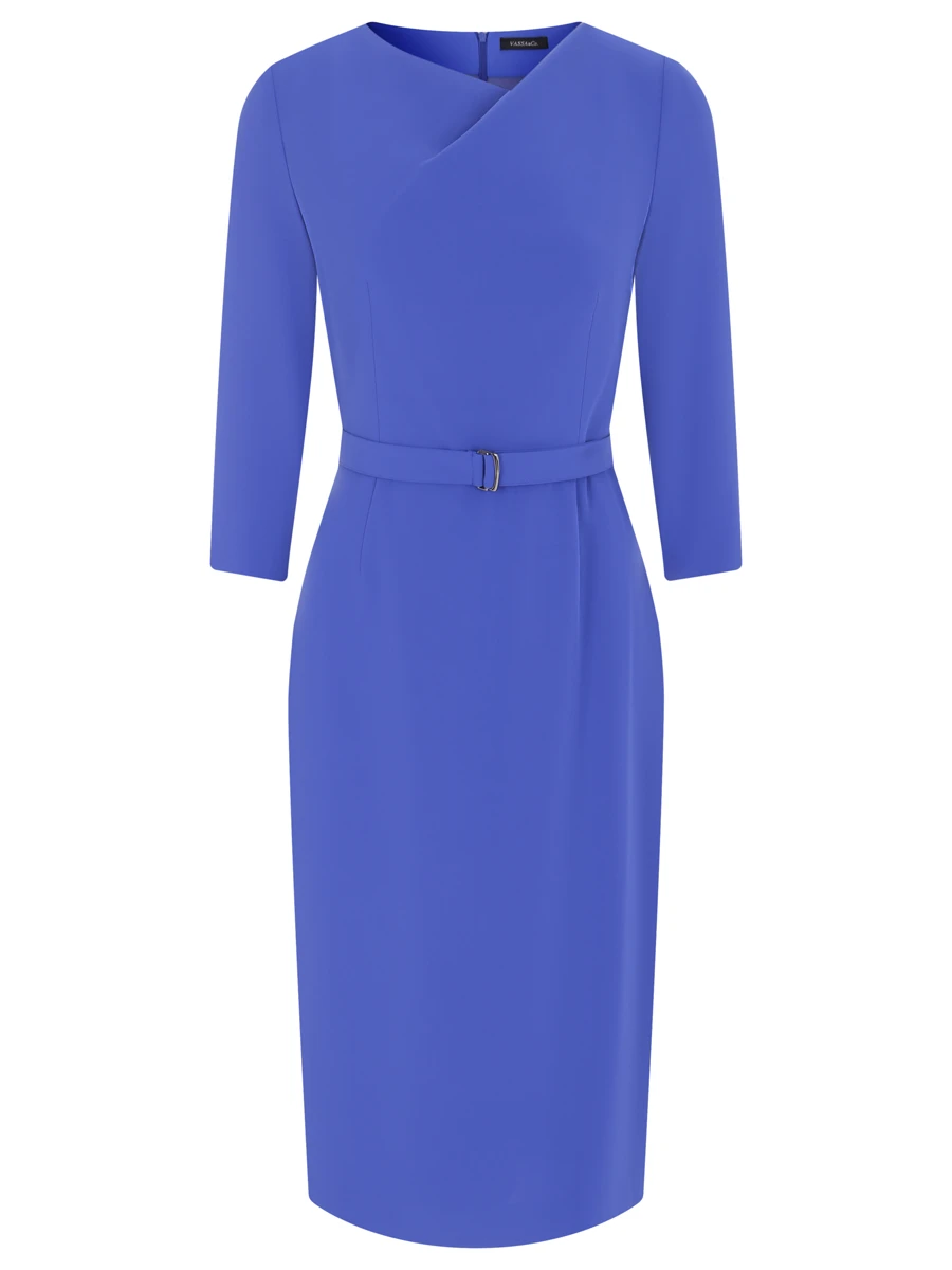 Платье-футляр с поясом VASSA&CO V229246N-1181 C644, размер 40, цвет синий - фото 1